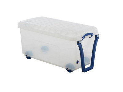 B&Q -  Mobile 64 Litre Trunk Complete With Handle And Clear Plastic Storage Box