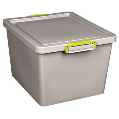 Really Useful Dove Grey Storage 33.5L BoxRecycled PlasticPack Of 3 from B&Q