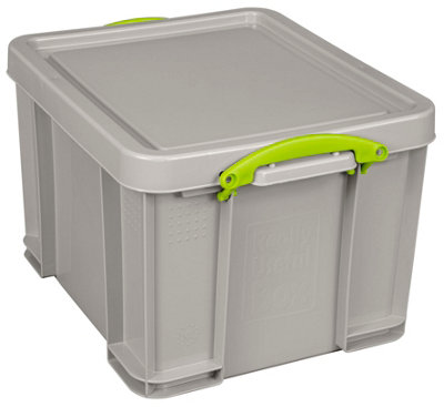 Really Useful Box Company Really Useful Box 35 Litre Plastic Storage Recycled Dove Grey from B&Q