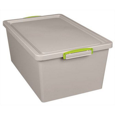 Really Useful Dove Grey Storage 62L BoxRecycled PlasticPack Of 3 from B&Q