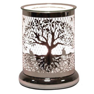 B&Q -  Electric Touch Wax Melter 17Cm SilverTree Of Life