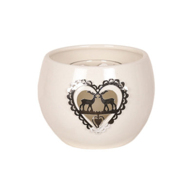 Aroma Festive Ceramic Tea Light Candle Holder: Metallic Reindeers from B&Q