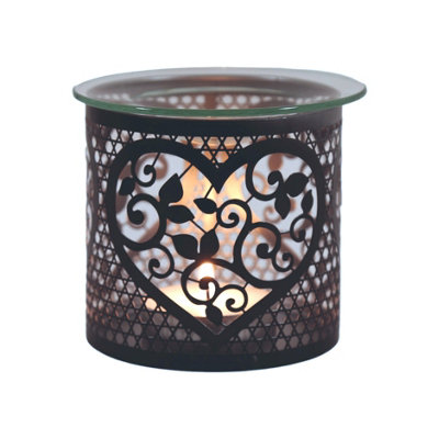 Aroma Metal Silhouette Wax Melt Burner/candle HolderBlack & Silver Heart from B&Q