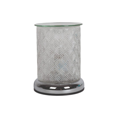  - Aroma Electric Wax Melt Burner TouchTextured Glass Clear Leaf