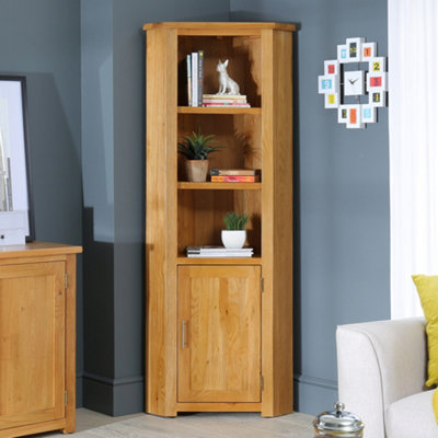 The Furniture Market London Oak Tall Corner Display Cabinet Unit from B&Q