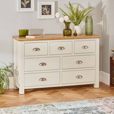 The Furniture Market Cotswold Cream Painted 3 Over 4 Large Wide Chest Of Drawers from B&Q