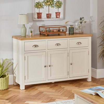 The Furniture Market Cotswold Cream Painted 3 Door Large Sideboard from B&Q