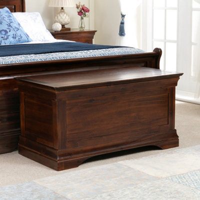 The Furniture Market French Hardwood Mahogany Stained Blanket Storage Box from B&Q