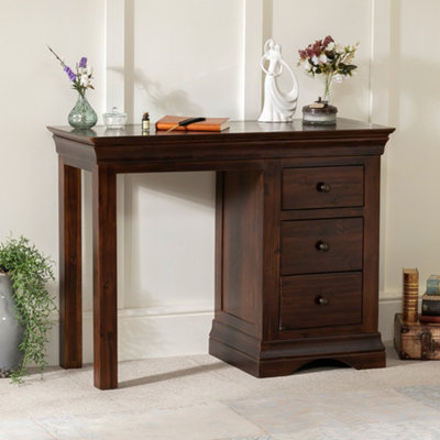 The Furniture Market French Hardwood Mahogany Stained Pedestal Dressing Table Desk from B&Q