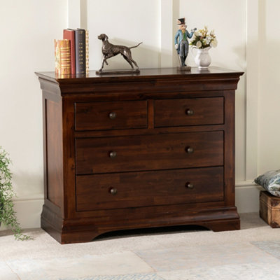 The Furniture Market French Hardwood Mahogany Stained 2 Over 2 Drawer Chest from B&Q
