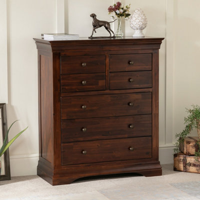 The Furniture Market French Hardwood Mahogany Stained Tall 4 Over 3 Drawer Chest from B&Q