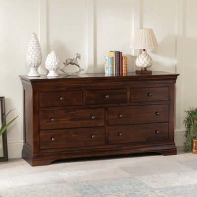 The Furniture Market French Hardwood Mahogany Stained Large Wide 3 Over 4 Chest Of Drawers from B&Q
