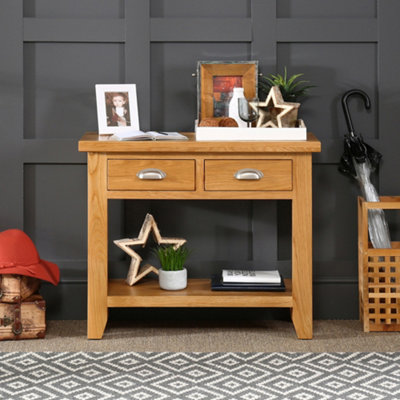 The Furniture Market Cheshire Oak 2 Drawer Console Table from B&Q