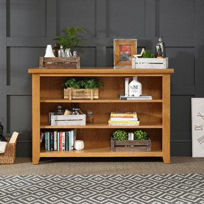 The Furniture Market Cheshire Oak Wide Low Bookcase With 2 Adjustable Shelves from B&Q