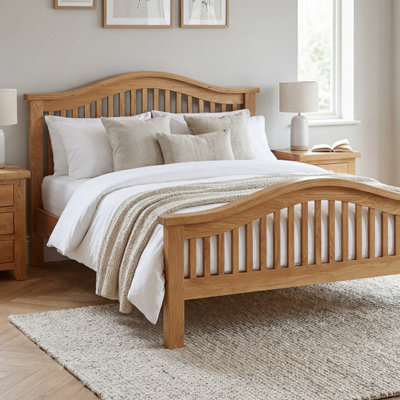 The Furniture Market Cheshire Solid Oak 4Ft 6In Double Size Bed With Arch Rail Frame from B&Q