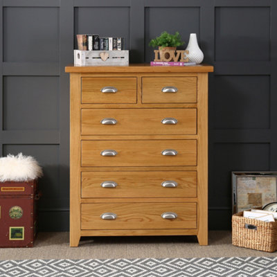 The Furniture Market Cheshire Oak Tall 2 Over 4 Drawer Chest from B&Q