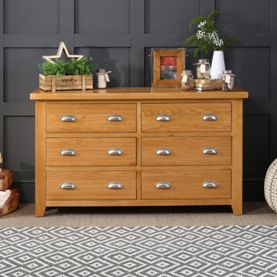 The Furniture Market Cheshire Oak Large Wide 6 Drawer Chest from B&Q