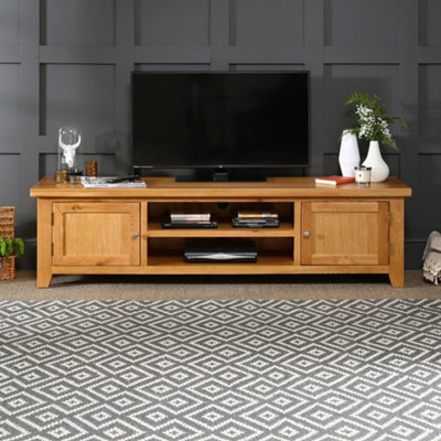 The Furniture Market Cheshire Oak Large Widescreen Tv Stand Unit Up To 80 Tv Size from B&Q