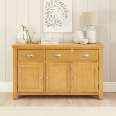 The Furniture Market Cheshire Oak Large 3 Drawer 3 Door Sideboard from B&Q