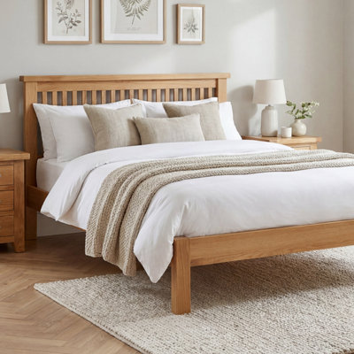 The Furniture Market Cheshire Solid Oak 6Ft Super King Size Bed Frame Low Footboard from B&Q