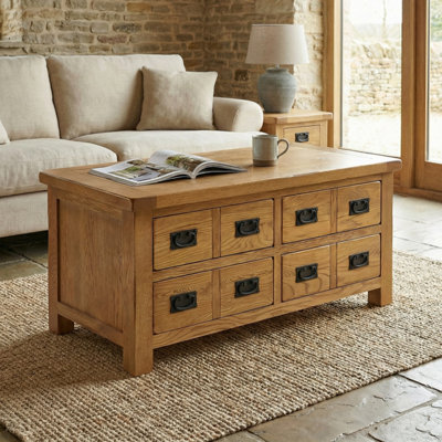 The Furniture Market Rustic Oak Coffee Table With 4 Drawers from B&Q