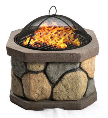Centurion Supports Fireology Bogota Bold Garden Fire Pit Brazier And Barbecue With Eco-Stone Finish from B&Q