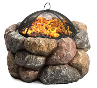 Centurion Supports Coal Fireology Seychelles Grand Garden Fire Pit Brazier And Barbecue With Eco-Stone Finish