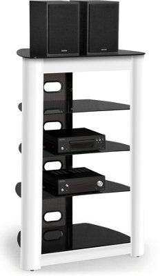 Centurion Supports Zinnia 5-Tier Black Shelves With White Fascia Entertainment Media Audio Rack from B&Q