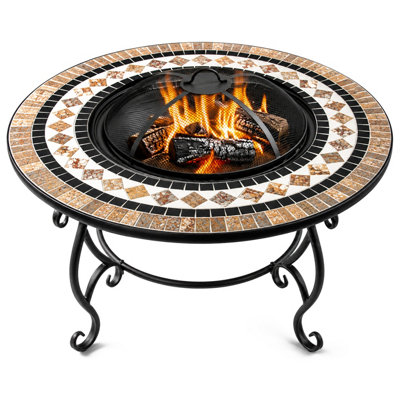 B&Q -  Fireology Beluga Opulent Garden Fire Pit BrazierCoffee TableBarbecue And Ice BucketMarble Finish