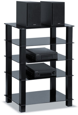 B&Q -  Trinity Black 5 Shelf With Black Legs Flat Screen Tv Rack Glass Stand