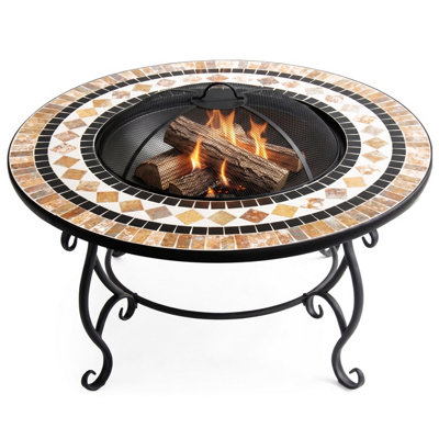 B&Q -  Fireology Beluga Opulent Garden Fire Pit BrazierCoffee TableBarbecue And Ice BucketMarble Finish