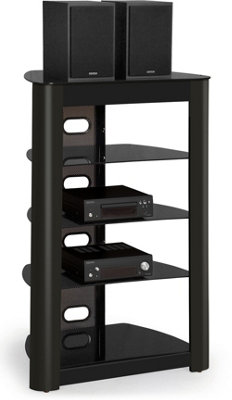Centurion Supports Zinnia 5-Shelf Black Glass With Gloss Black Fascia Flat Screen Tv/hi-Fi/av Rack Glass Stand from B&Q