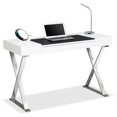 Centurion Supports Adonis Gloss White And Chrome Ergonomic Home Office Luxury Computer Desk from B&Q
