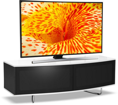 B&Q -  Caru Gloss Black And White Beam-Thru Remote Friendly Contemporary "d" Shape Design Up To 65" Tv Cabinet
