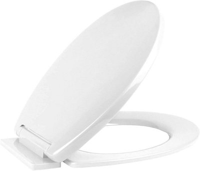 B&Q -  Ram White Soft Close Toilet Seat With Quick Release For Easy Clean Loo Toilet Seat With Adjustable Hinges Standard O Shape Toilet