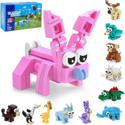 B&Q -  Animal Building Block Set Blind Box 6 Random Animal Construction Toys For Kids