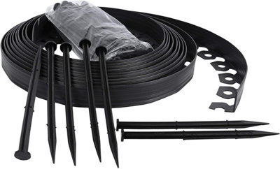 Ram Online Ram 10M Metre Flexible Plastic Lawn Edging Border Fence With 40 Securing Pegs Black from B&Q