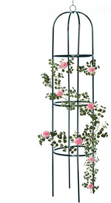 B&Q -  Ram Large 2M Green Metal Garden Obelisk Heavy Duty Strong Tubular Plant Cage