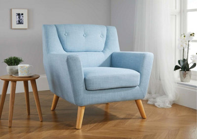B&Q - Blue Fabric Armchair  Lambeth Duck Egg Easy Chair Scandinavian Retro