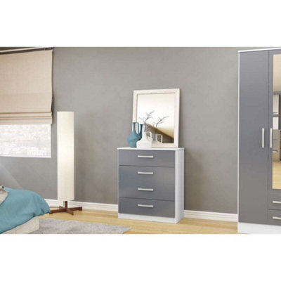 B&Q -  Lynx 4 Drawer Chest White & Grey