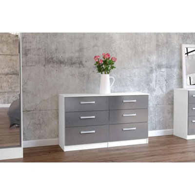 B&Q -  Lynx 6 Drawer Chest White & Grey