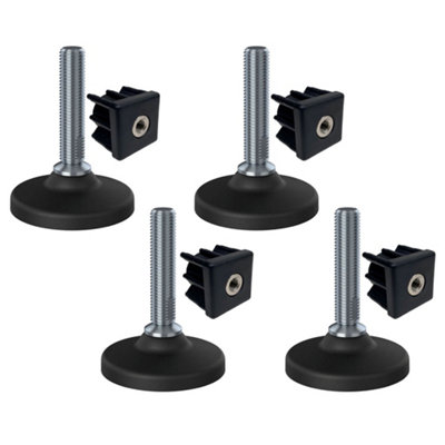 B&Q -  Stainless Levelling Foot M16X70 80mm Plastic Base + Insert 50X50X2mmSet Of 4