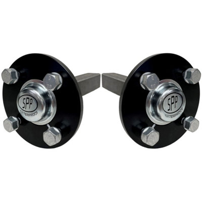 B&Q -  Hub & Stub Axles For QuadAtv Trailer 4 Stud 100mm Pcd 40X40mm 900Kg (Set Of 2)