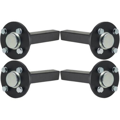 B&Q -  Hub & Stub Axles For Quad Atv Trailer 4 Stud 100mm Pcd 35X35mm 1500Kg (Set Of 4)
