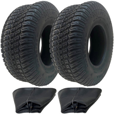 B&Q -  11X4.00-5 Lawnmower Grass Tyre & Tube 4-Ply Wanda P332 Pattern 150Kgs (Set Of 2)