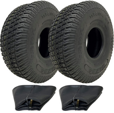 Parnells 11X4.00-4 Lawnmower Grass Tyre & Tube 4Ply Wanda P332 Pattern 150Kgs (Set Of 2)