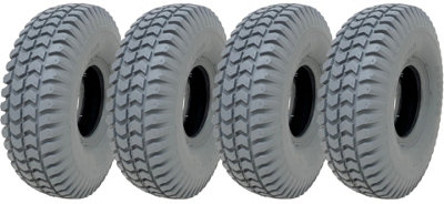 Journey Mobility Scooter Tyres 260 X 85, Block Tire, 3.00-4, Non Marking - Set Of 4 Grey