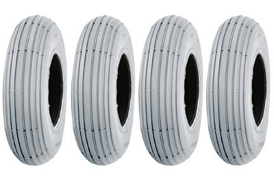 Journey Mobility Scooter Tyre 200X50 Ribbed Tire Non Marking Wheelchair - Set Of 4. Grey