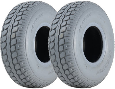 Journey 330X100 Mobility Scooter Tyres Block Pneumatic Non Marking 400-5 (Set Of 2) Grey