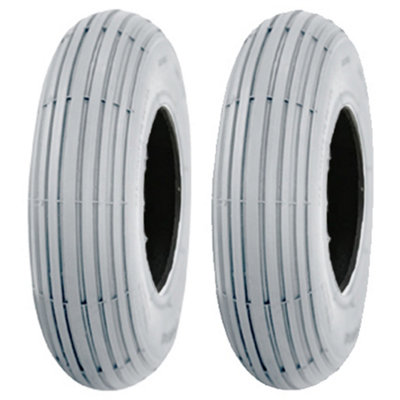 B&Q -  Grey Mobility Scooter Tyre 200X50 Ribbed Tire Non Marking WheelchairSet Of 2.